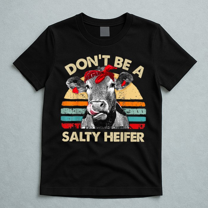 Don't Be a Salty Heifer Cute Highland Cow Lover Vintage Farm T-Shirt