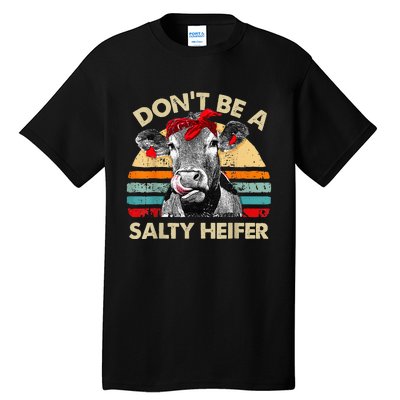 Don't Be a Salty Heifer Cute Highland Cow Lover Vintage Farm Tall T-Shirt