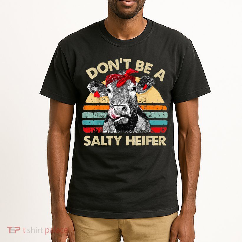 Don't Be a Salty Heifer Cute Highland Cow Lover Vintage Farm Tall T-Shirt