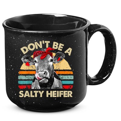 Don't Be a Salty Heifer Cute Highland Cow Lover Vintage Farm 15oz Campfire Ceramic Mug