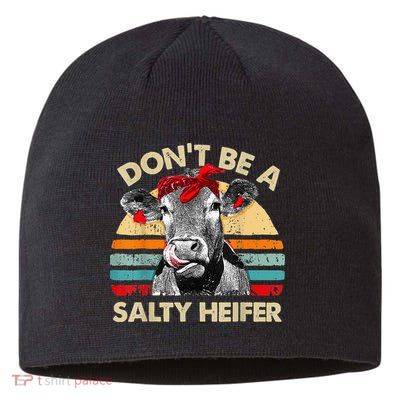 Don't Be a Salty Heifer Cute Highland Cow Lover Vintage Farm Sustainable Beanie