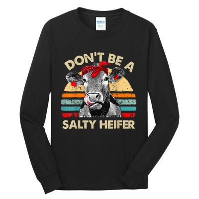 Don't Be a Salty Heifer Cute Highland Cow Lover Vintage Farm Tall Long Sleeve T-Shirt