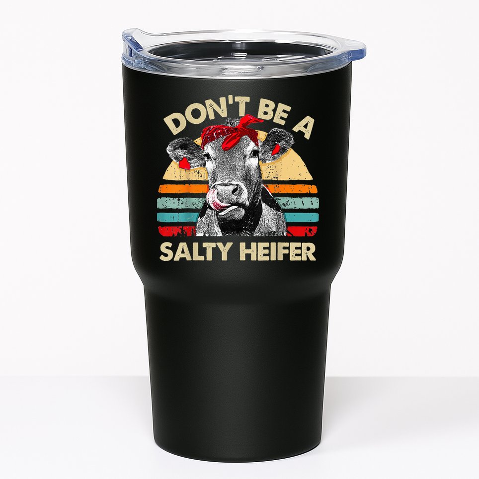 Don't Be a Salty Heifer Cute Highland Cow Lover Vintage Farm Tumbler