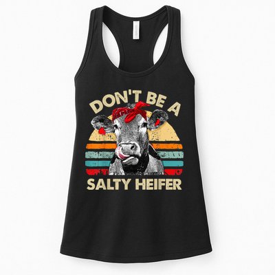 Don't Be a Salty Heifer Cute Highland Cow Lover Vintage Farm Womens Tank Top