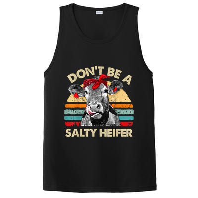 Don't Be a Salty Heifer Cute Highland Cow Lover Vintage Farm PosiCharge Competitor Tank
