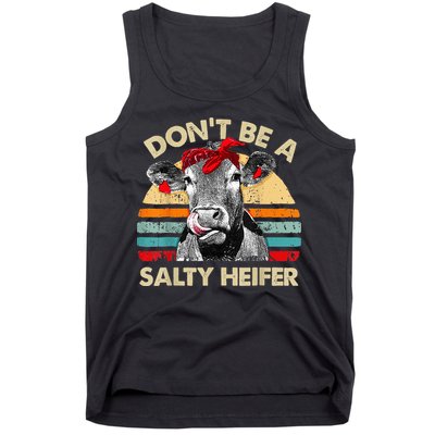 Don't Be a Salty Heifer Cute Highland Cow Lover Vintage Farm Tank Top