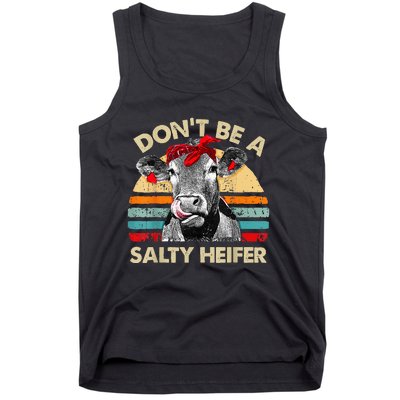 Don't Be a Salty Heifer Cute Highland Cow Lover Vintage Farm Tank Top