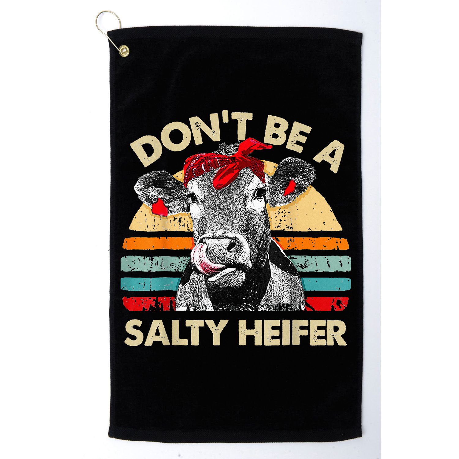 Don't Be a Salty Heifer Cute Highland Cow Lover Vintage Farm Golf Towel