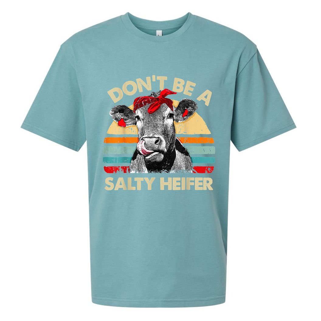 Don't Be a Salty Heifer Cute Highland Cow Lover Vintage Farm Sueded Cloud Jersey T-Shirt