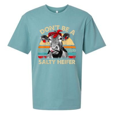 Don't Be a Salty Heifer Cute Highland Cow Lover Vintage Farm Sueded Cloud Jersey T-Shirt