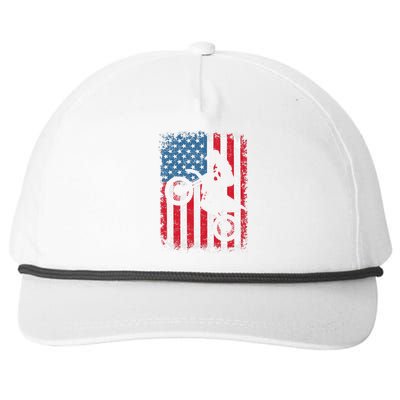 Dirt Bike American Flag Motocross Biker 4th Of July Snapback Five-Panel Rope Hat