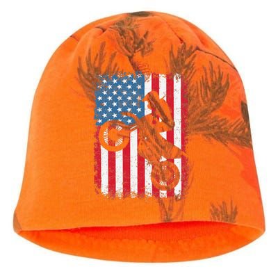 Dirt Bike American Flag Motocross Biker 4th Of July Kati - Camo Knit Beanie