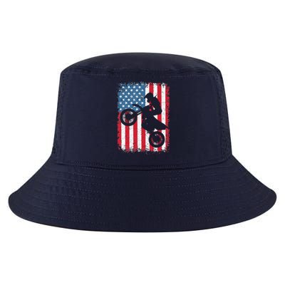 Dirt Bike American Flag Motocross Biker 4th Of July Cool Comfort Performance Bucket Hat