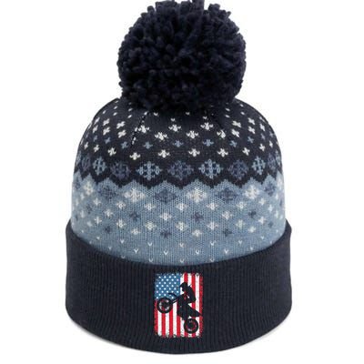 Dirt Bike American Flag Motocross Biker 4th Of July The Baniff Cuffed Pom Beanie