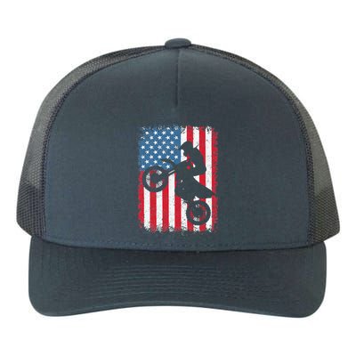 Dirt Bike American Flag Motocross Biker 4th Of July Yupoong Adult 5-Panel Trucker Hat