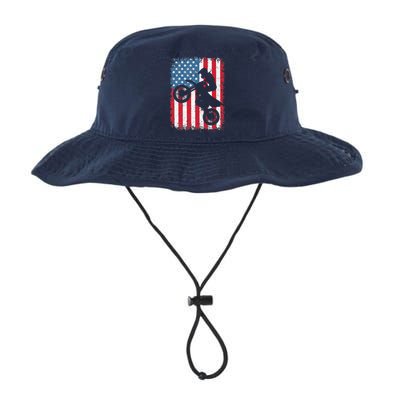 Dirt Bike American Flag Motocross Biker 4th Of July Legacy Cool Fit Booney Bucket Hat