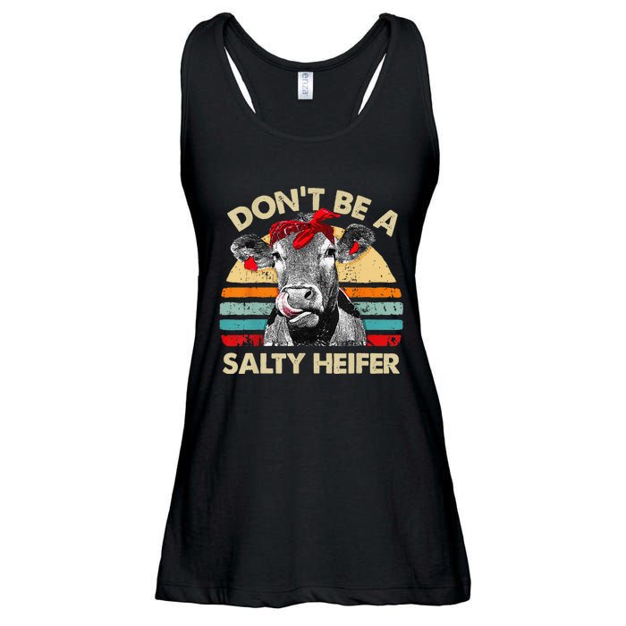 Don't Be A Salty Heifer cows lover gift vintage farm Ladies Essential Flowy Tank