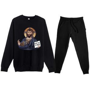 Don't Be A Dick Jesus Book Meaningful Gift Premium Crewneck Sweatsuit Set