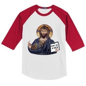 Don't Be A Dick Jesus Book Meaningful Gift Kids Colorblock Raglan Jersey