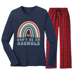 Don't Be An Asshole Funny Women's Long Sleeve Flannel Pajama Set 