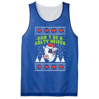 DonT Be A Salty Heifer Ugly Christmas Cow Farm Farmer Gift Mesh Reversible Basketball Jersey Tank