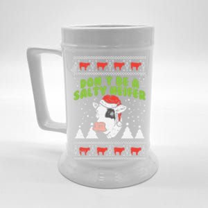 DonT Be A Salty Heifer Ugly Christmas Cow Farm Farmer Gift Beer Stein