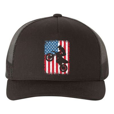 Dirt Bike American Flag Motocross Biker 4th of July Yupoong Adult 5-Panel Trucker Hat