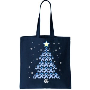 Diabetes Blue Awareness Ribbon Snowflakes Diabetic T1D Tote Bag