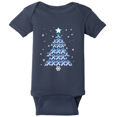 Diabetes Blue Awareness Ribbon Snowflakes Diabetic T1D Baby Bodysuit
