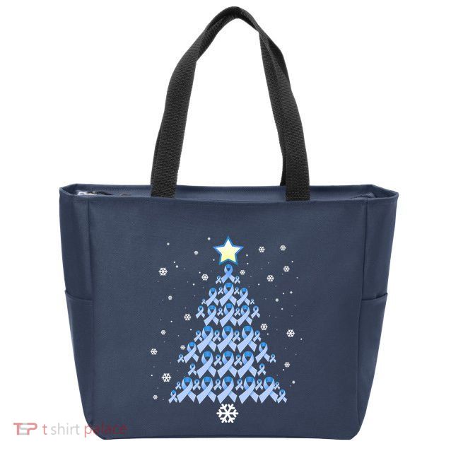 Diabetes Blue Awareness Ribbon Snowflakes Diabetic T1D Zip Tote Bag