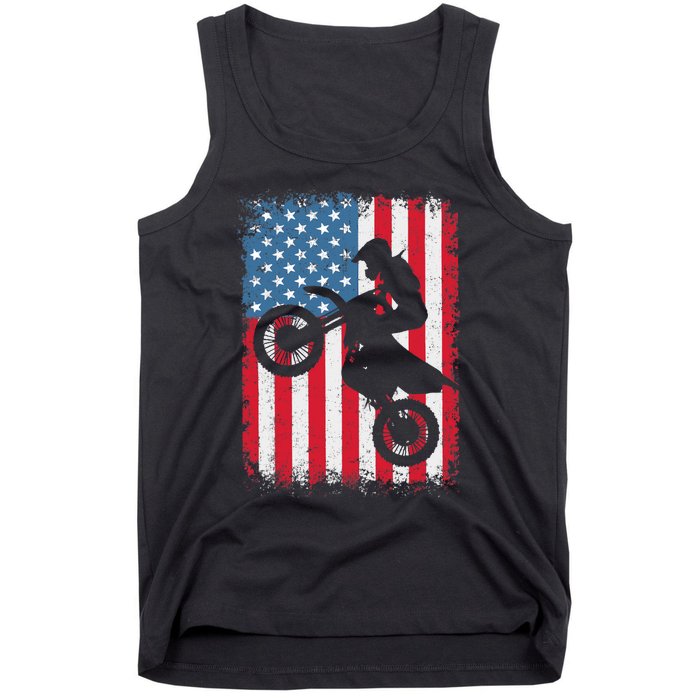 Dirt Bike American Flag Motocross Biker Tank Top