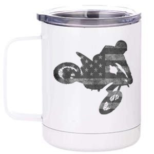 Dirt Bike American Flag Motocross Enduro 12 oz Stainless Steel Tumbler Cup