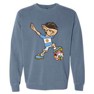 Dabbing Boy Argentina Soccer Jersey National Flag Garment-Dyed Sweatshirt