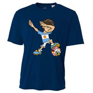 Dabbing Boy Argentina Soccer Jersey National Flag Cooling Performance Crew T-Shirt