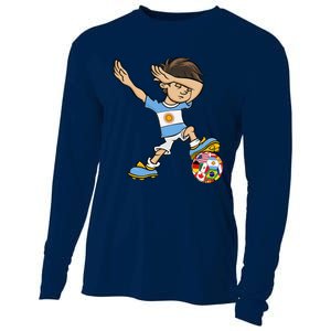 Dabbing Boy Argentina Soccer Jersey National Flag Cooling Performance Long Sleeve Crew