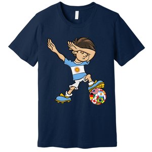 Dabbing Boy Argentina Soccer Jersey National Flag Premium T-Shirt