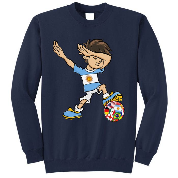 Dabbing Boy Argentina Soccer Jersey National Flag Tall Sweatshirt