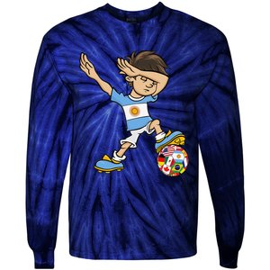 Dabbing Boy Argentina Soccer Jersey National Flag Tie-Dye Long Sleeve Shirt