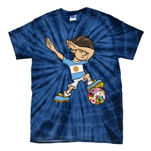 Dabbing Boy Argentina Soccer Jersey National Flag Tie-Dye T-Shirt