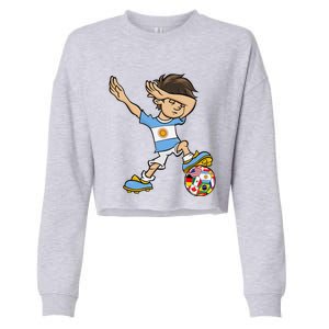 Dabbing Boy Argentina Soccer Jersey National Flag Cropped Pullover Crew