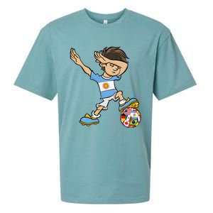 Dabbing Boy Argentina Soccer Jersey National Flag Sueded Cloud Jersey T-Shirt