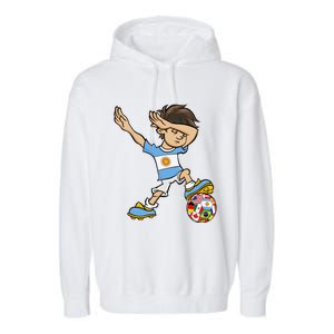 Dabbing Boy Argentina Soccer Jersey National Flag Garment-Dyed Fleece Hoodie