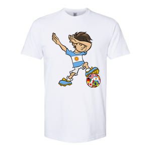 Dabbing Boy Argentina Soccer Jersey National Flag Softstyle CVC T-Shirt