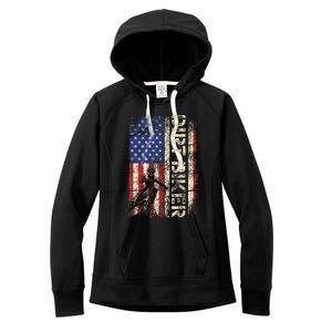 Dirt Bike American USA Flag Motocross Biker 4th of July Women's Fleece Hoodie