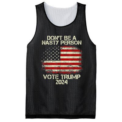 Don’t Be A Nasty Person Vote Trump 2024 USA Flag Mesh Reversible Basketball Jersey Tank