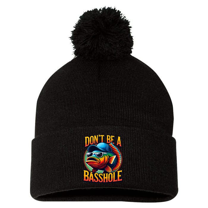 DonT Be A Basshole Funny Fish Pom Pom 12in Knit Beanie