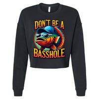 DonT Be A Basshole Funny Fish Cropped Pullover Crew