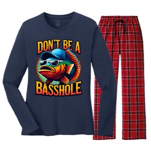 DonT Be A Basshole Funny Fish Women's Long Sleeve Flannel Pajama Set 