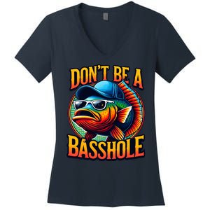 DonT Be A Basshole Funny Fish Women's V-Neck T-Shirt