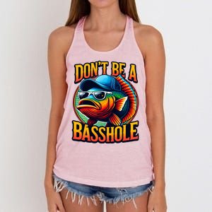 DonT Be A Basshole Funny Fish Women's Knotted Racerback Tank